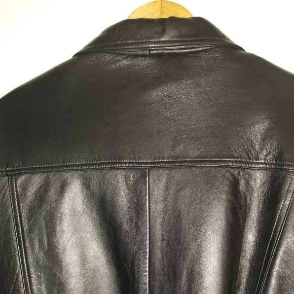 Genuine Leather Jacket Lined vtg American Born Black Leather Coat with Lining - Picture 8 of 16